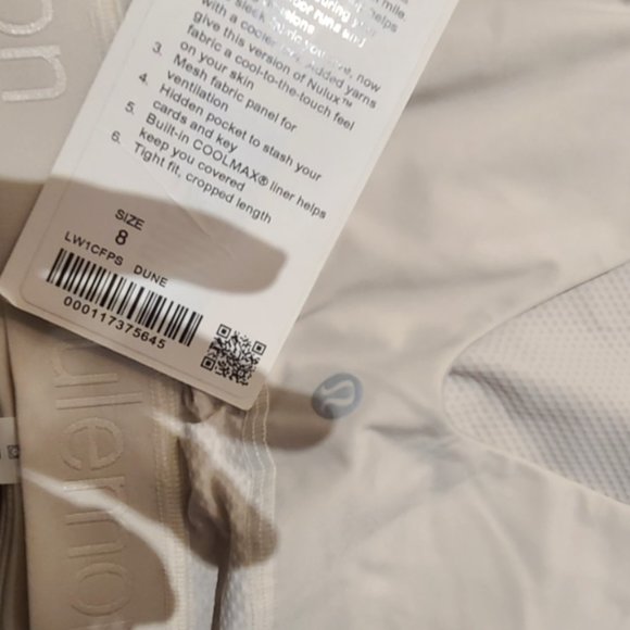 NWT Lululemon Final Mile Crop Tank color dune, size 8 - Picture 3 of 4